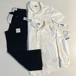 *NWT Lot of Old Navy Pant and 2 Shirts short-long Sleeve Black White Size 6/7